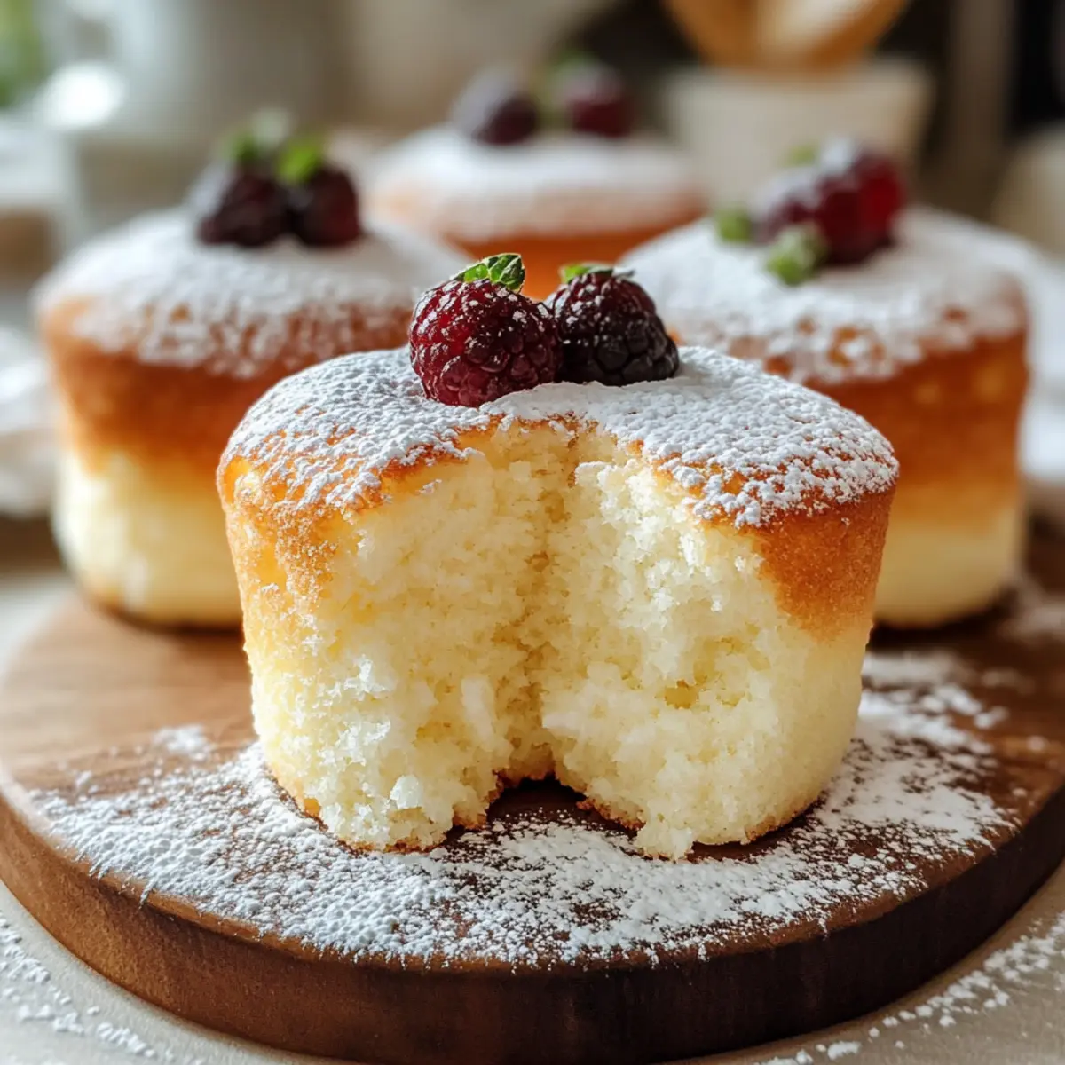 Fluffige japanische Baumwollkäsekuchen-Muffins