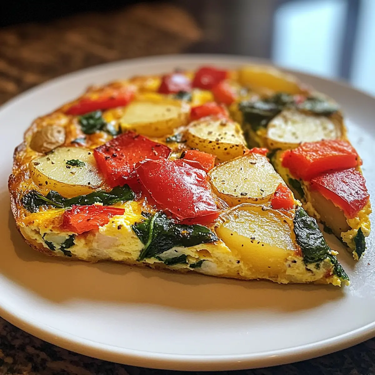 Frittata mit Kartoffeln, roten Paprika und Spinat