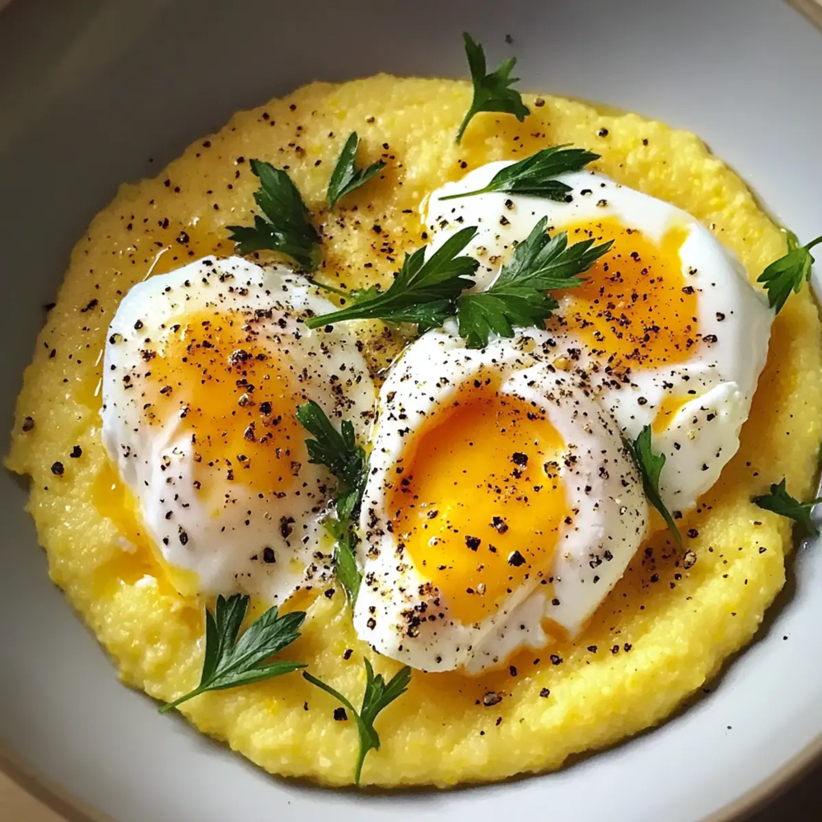 Cremige Polenta mit pochierten Eiern