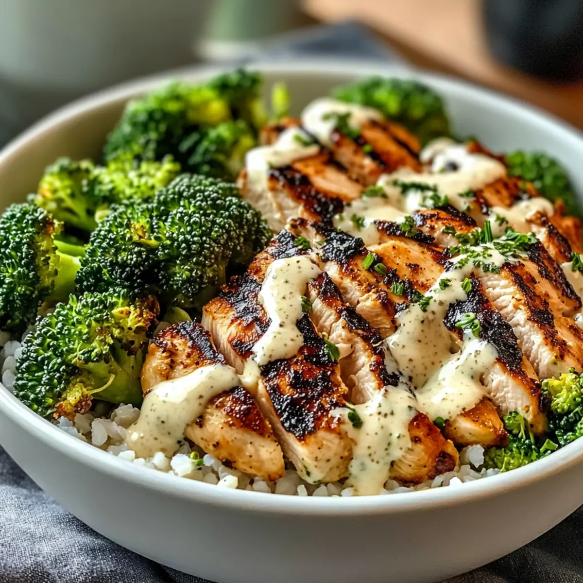 Gegrillte Hähnchen- und Brokkoli-Schalen