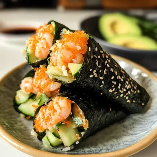 Scharfer Garnelen Sushi Handroll