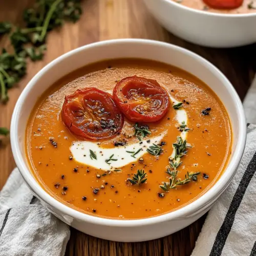 Cremige geröstete Knoblauch-Tomatensuppe