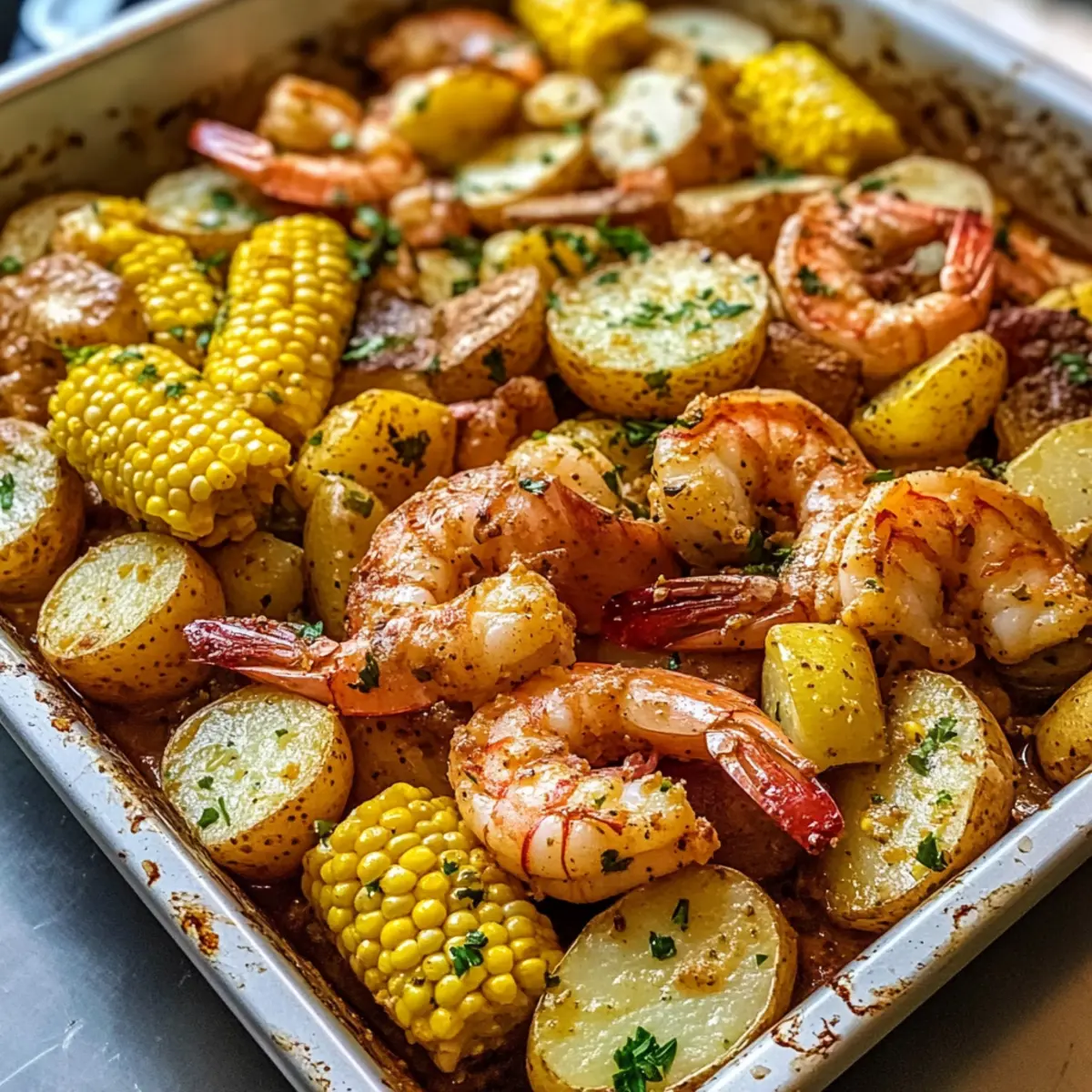 Kreolische Knoblauchbutter-Garnelenkochung