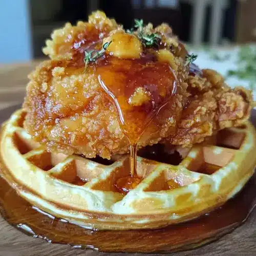 Knuspriges Südstaaten-Hühnchen und Waffeln mit einfacher heißer Honigbutter