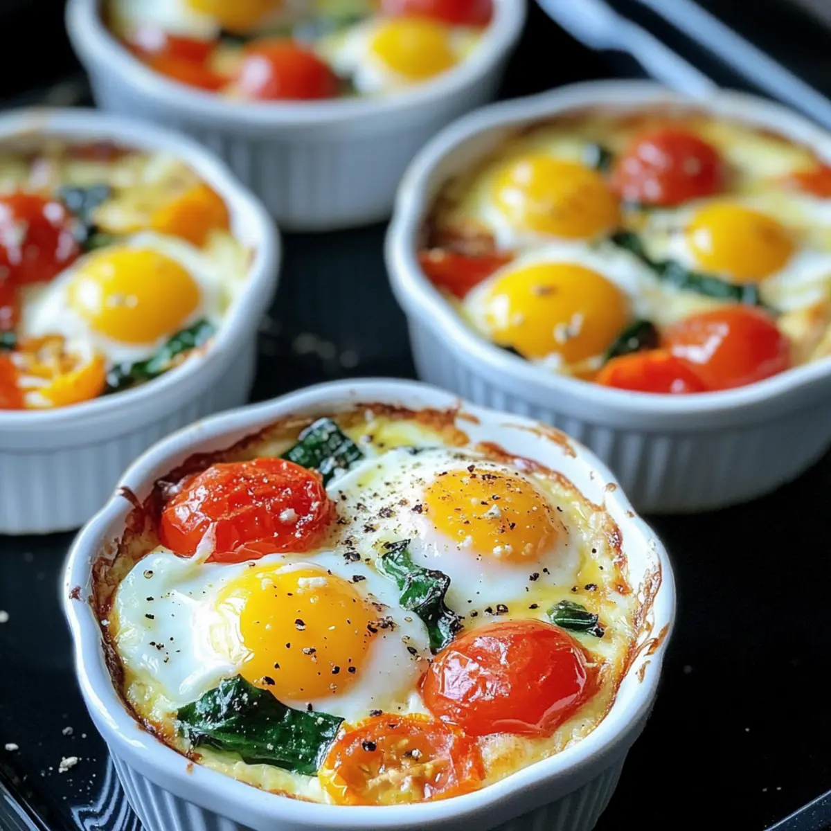 Einfache gesunde gebackene Feta-Eier zum Frühstück