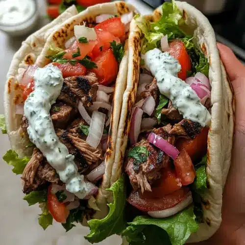 Griechische gegrillte Lamm-Gyro-Wraps mit Knoblauch-Joghurt-Sauce