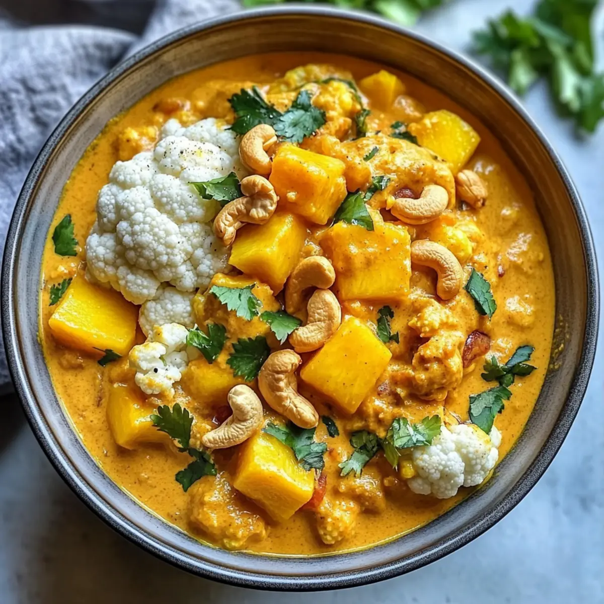 Unwiderstehliches Blumenkohl-Cashew-Mango-Curry