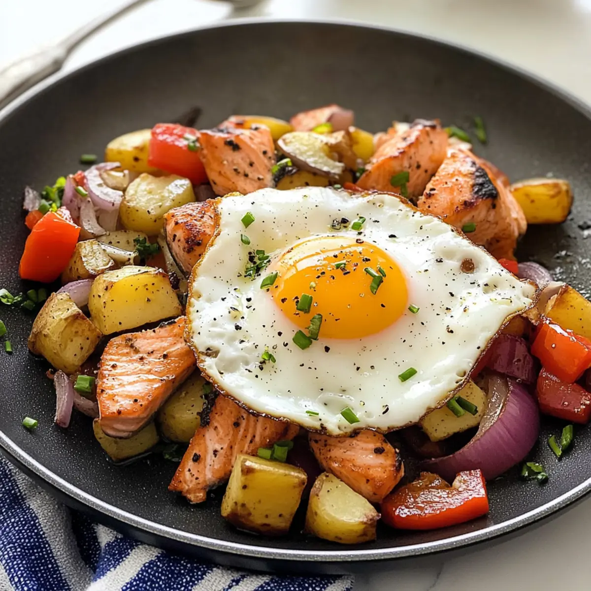 Lachs-Hash mit Spiegelei