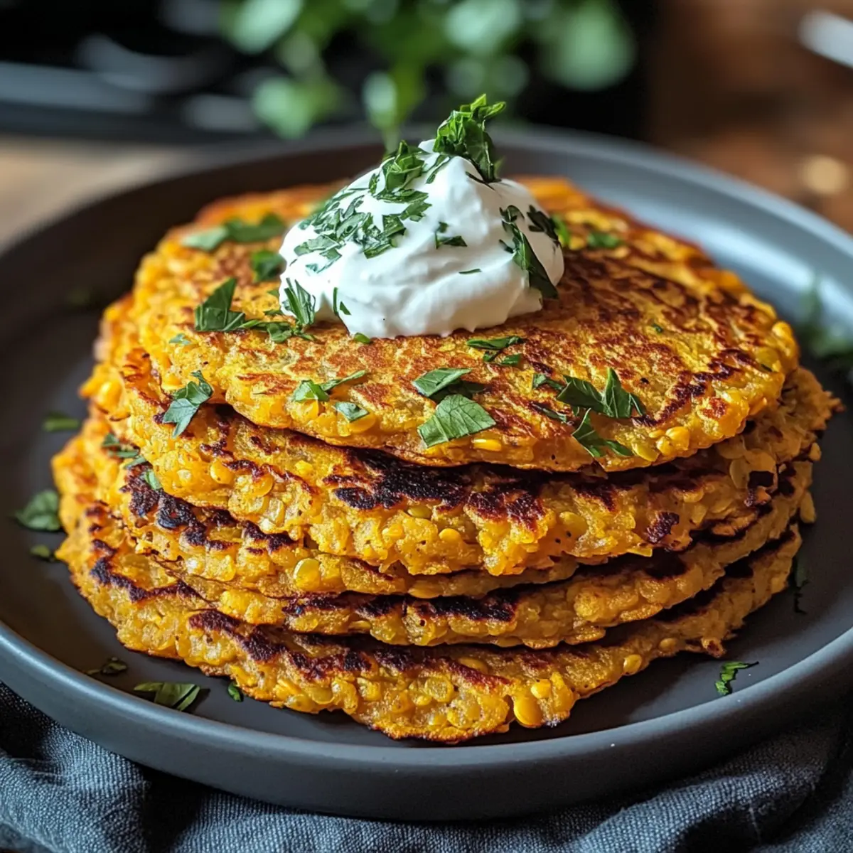 Herzhafte rote Linsenpfannkuchen