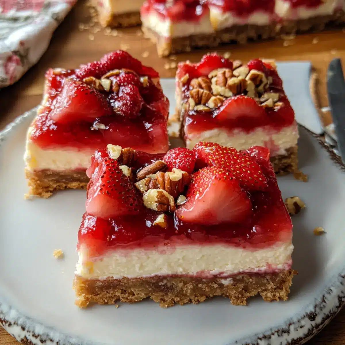 Erdbeer-Rhabarber-Käsekuchen-Riegel