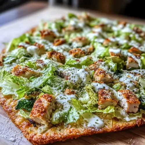 Hühnchenkrusten-Caesar-Salat-Pizza