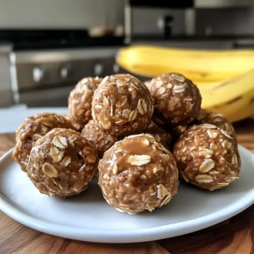 Einfache Erdnussbutter-Bananen-Hafer-Energiebällchen