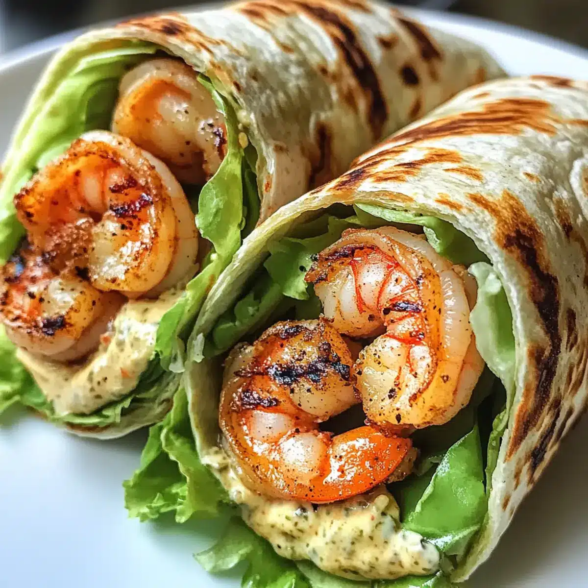 Gegrillte Garnelen Caesar Wraps
