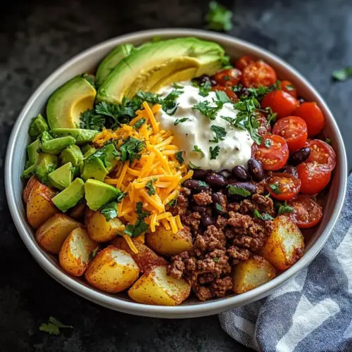 Beladene Kartoffel-Taco-Schüssel