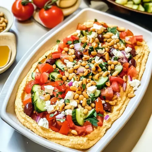 Mediterraner geschichteter Hummus-Dip