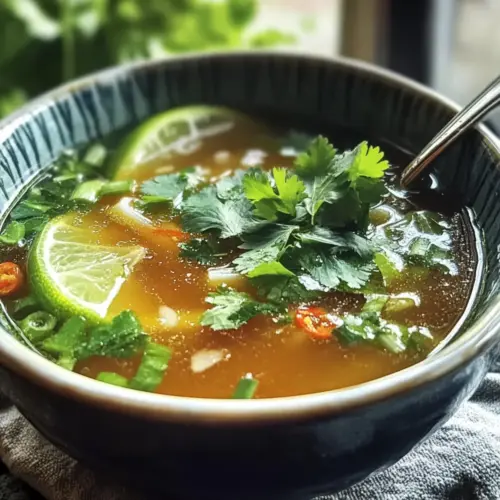 Herzhafter Thai-Brühe Rezept Zutaten: - 1 Liter Wasser - 2 Esslöffel Fischsauce - 1 Esslöffel Sojasauce - 1 Esslöffel brauner Zucker - 1 Stück Ingwer (ca. 5 cm), in Scheiben - 2 Stängel Zitronengras, geknickt - 3 Kaffirlimettenblätter - 2 Knoblauchzehen, zerdrückt - 1-2 Schoten Chili, nach Geschmack - Frischer Koriander zum Garnieren Anleitung: 1. Wasser in einem großen Topf zum Kochen bringen. 2. Fischsauce, Sojasauce und braunen Zucker hinzufügen. 3. Ingwer, Zitronengras, Kaffirlimettenblätter, Knoblauch und Chili hinzufügen. 4. Die Brühe 20 Minuten köcheln lassen. 5. Durch ein Sieb passieren und die Brühe in Schalen servieren. 6. Mit frischem Koriander garnieren.