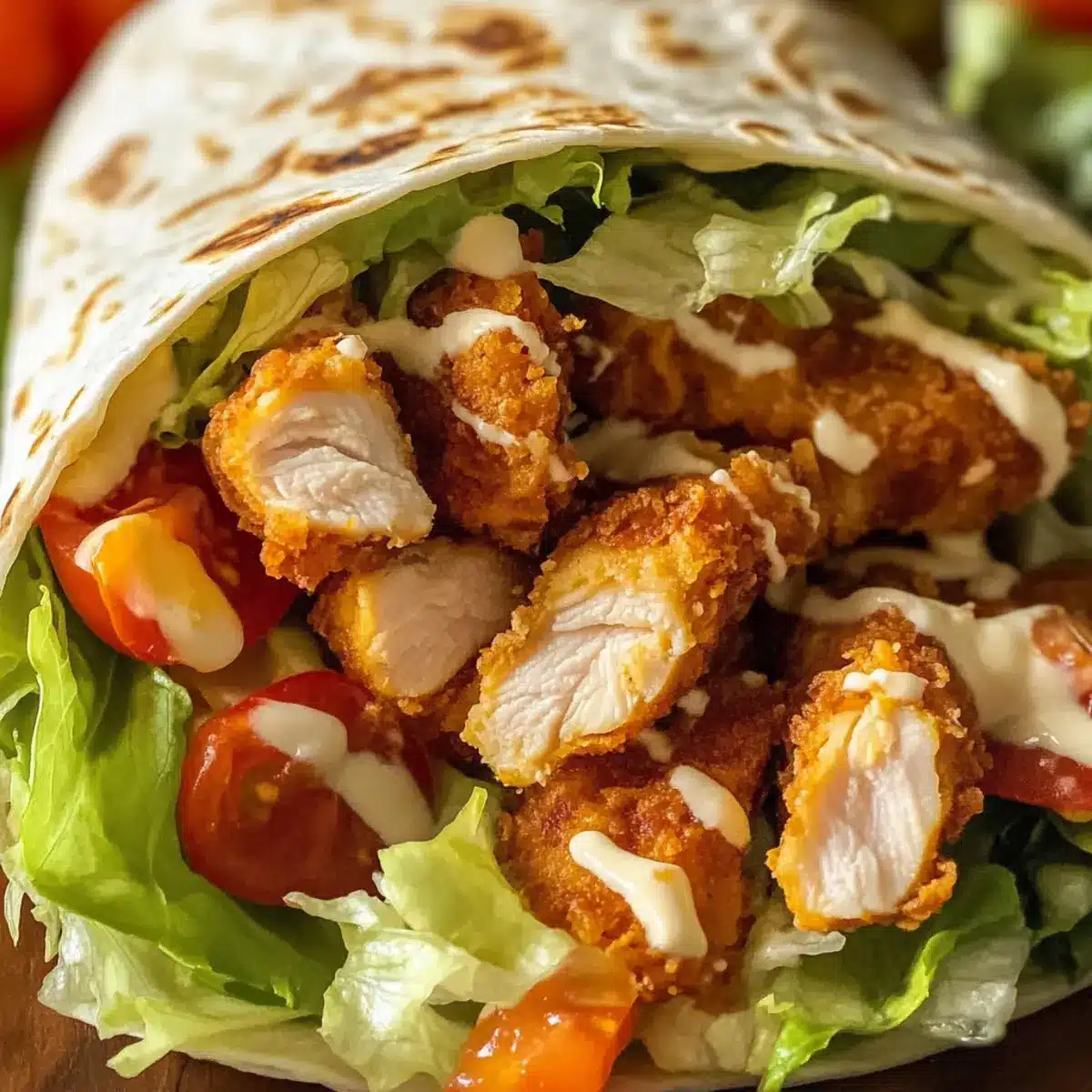 Süße Chili knusprige Hühnchen-Wraps
