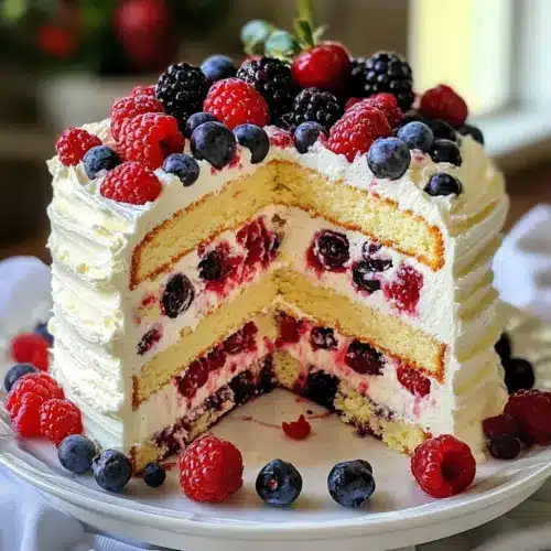 Schichtweise weiße Schokoladenbeerenkuchen-Delight Rezept