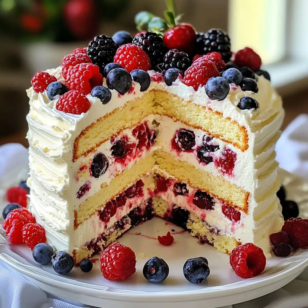 Schichtweise weiße Schokoladenbeerenkuchen-Delight Rezept