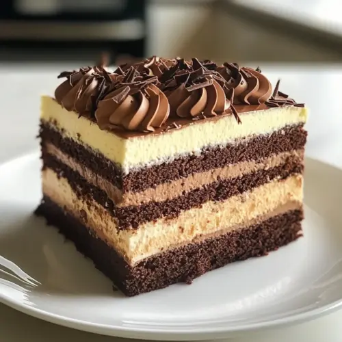 Feuchter Dreifach-Schokoladenmousse-Kuchen