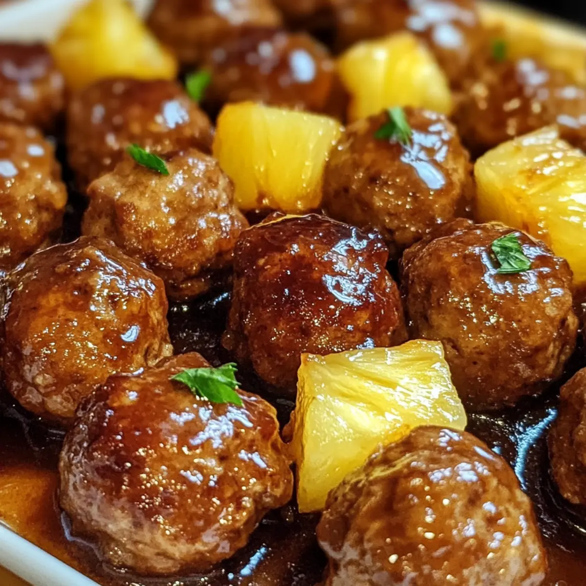 Ananas-Brauner-Zucker-Fleischbällchen-Häppchen