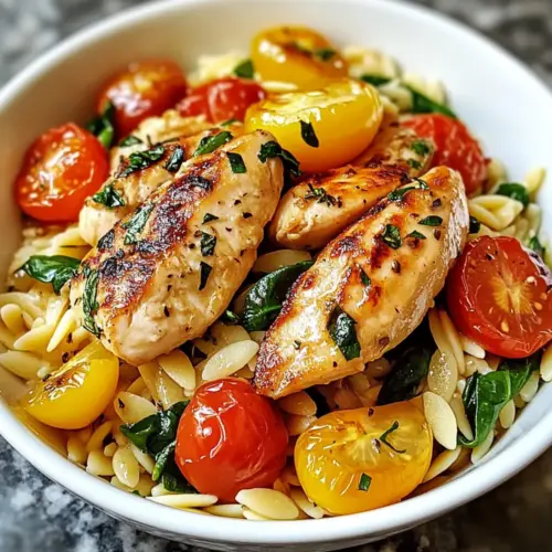 Herzhafte Mahlzeitenvorbereitung Knoblauch Zitrone Hühnchen Orzo Rezept