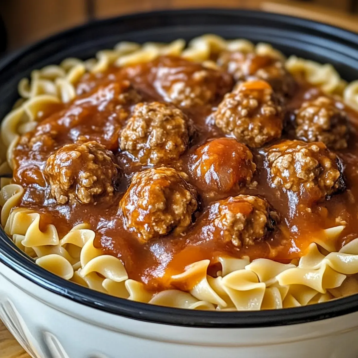 Amische Fleischbällchen Nudeln Slow Cooker