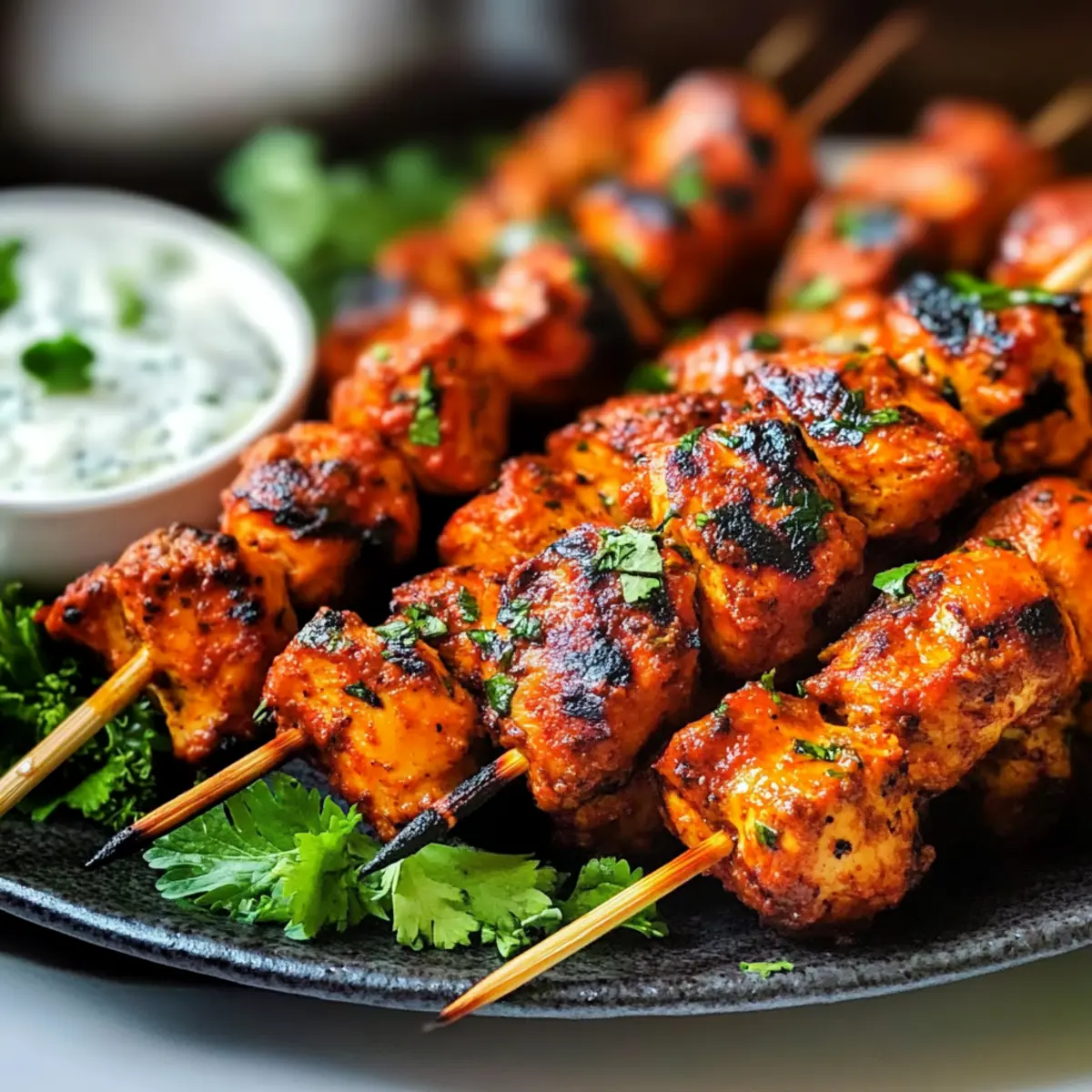 Indisches Tandoori-Hühnchen Tikka Kebab-Spieße