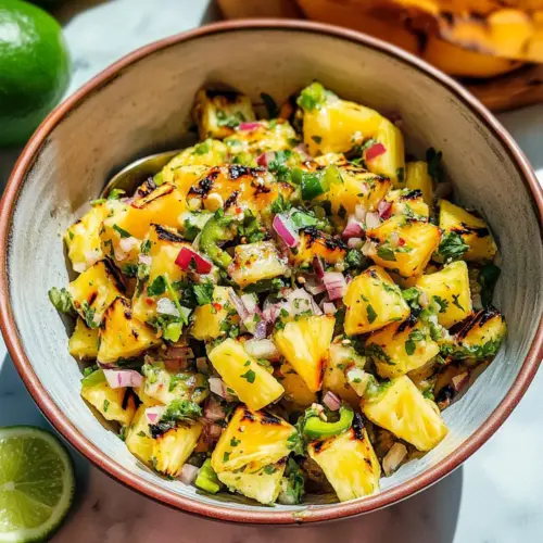 Raucharomatische süße gegrillte Ananas-Salsa