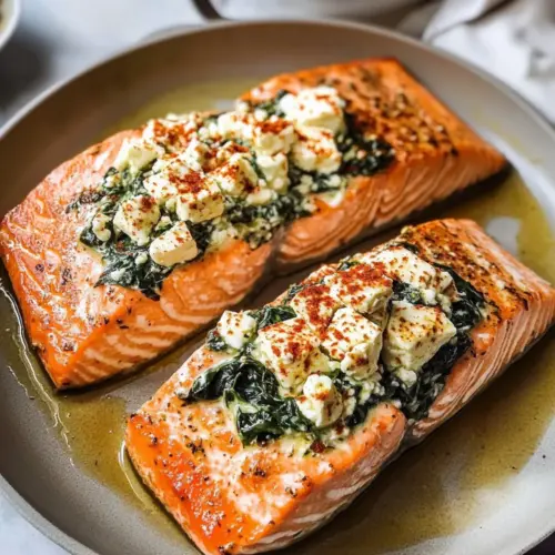 Gefüllter Lachs mit Spinat und Feta